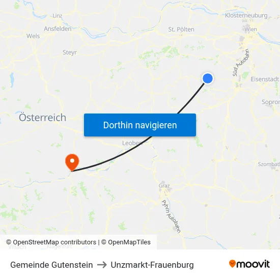 Gemeinde Gutenstein to Unzmarkt-Frauenburg map