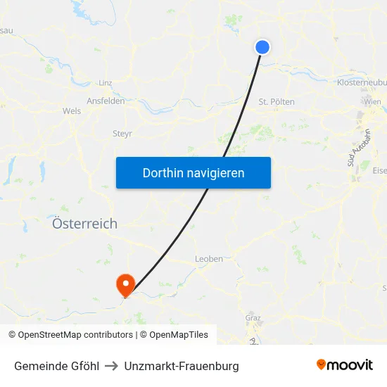 Gemeinde Gföhl to Unzmarkt-Frauenburg map