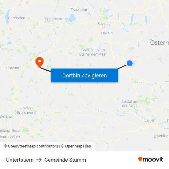 Untertauern to Gemeinde Stumm map