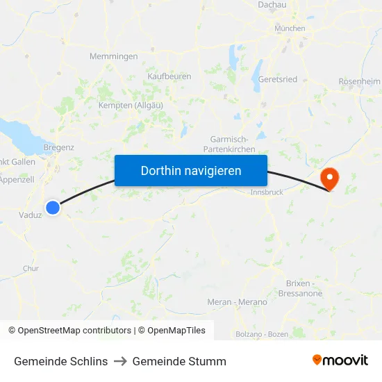 Gemeinde Schlins to Gemeinde Stumm map
