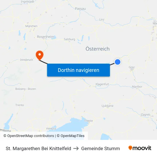 St. Margarethen Bei Knittelfeld to Gemeinde Stumm map