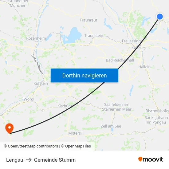 Lengau to Gemeinde Stumm map