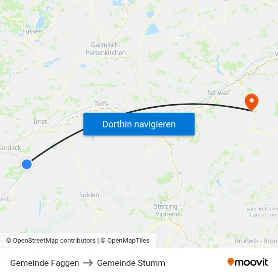 Gemeinde Faggen to Gemeinde Stumm map