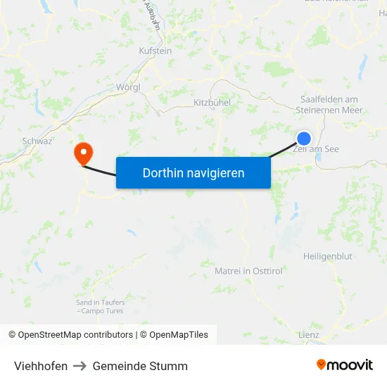 Viehhofen to Gemeinde Stumm map