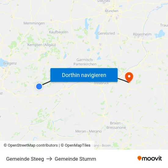 Gemeinde Steeg to Gemeinde Stumm map
