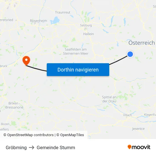 Gröbming to Gemeinde Stumm map