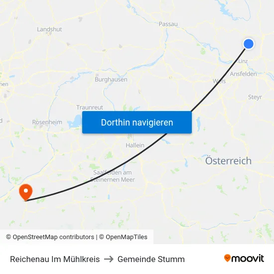 Reichenau Im Mühlkreis to Gemeinde Stumm map
