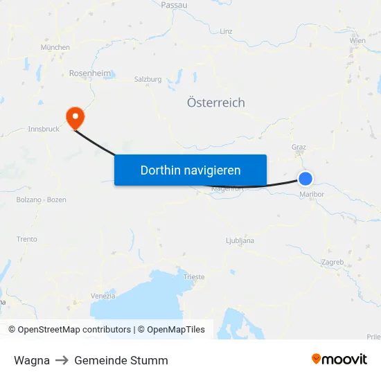 Wagna to Gemeinde Stumm map
