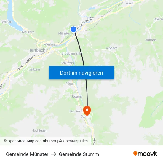 Gemeinde Münster to Gemeinde Stumm map