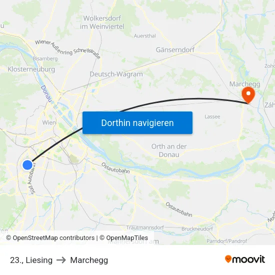 23., Liesing to Marchegg map