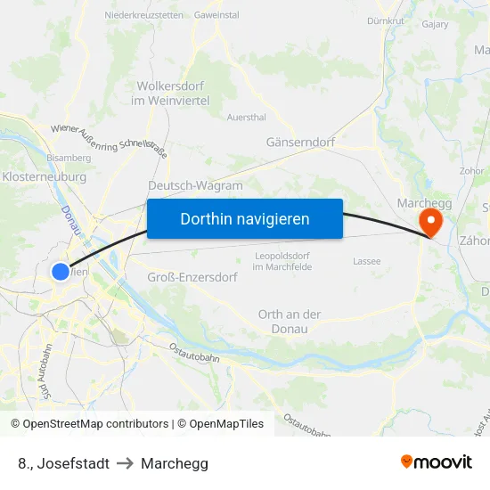 8., Josefstadt to Marchegg map