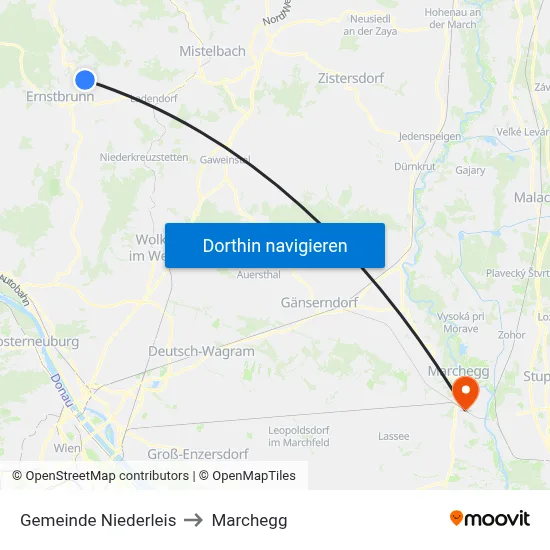 Gemeinde Niederleis to Marchegg map