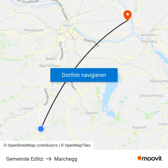 Gemeinde Edlitz to Marchegg map