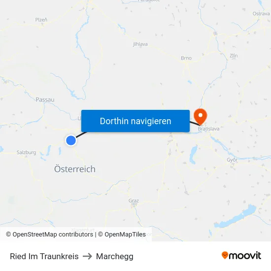 Ried Im Traunkreis to Marchegg map