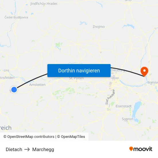 Dietach to Marchegg map