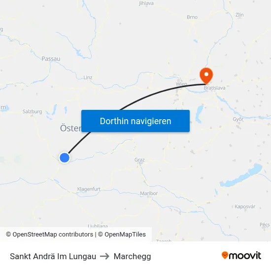 Sankt Andrä Im Lungau to Marchegg map