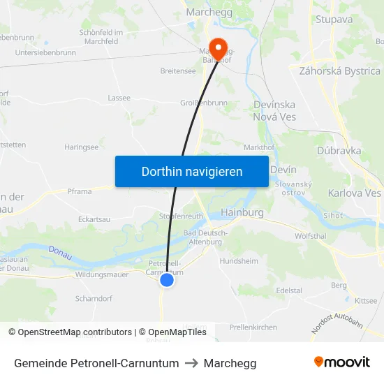 Gemeinde Petronell-Carnuntum to Marchegg map