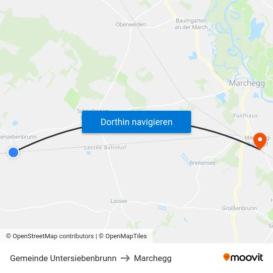 Gemeinde Untersiebenbrunn to Marchegg map