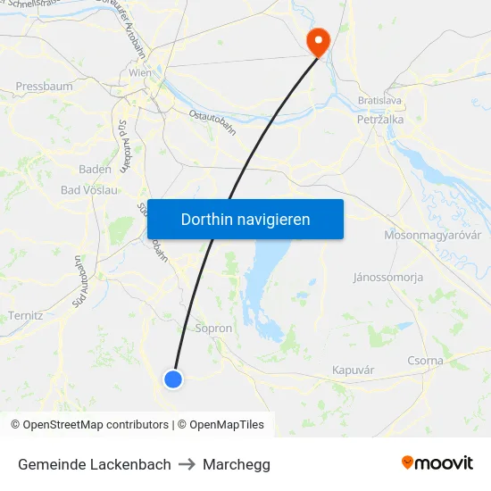 Gemeinde Lackenbach to Marchegg map