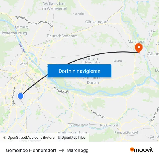 Gemeinde Hennersdorf to Marchegg map
