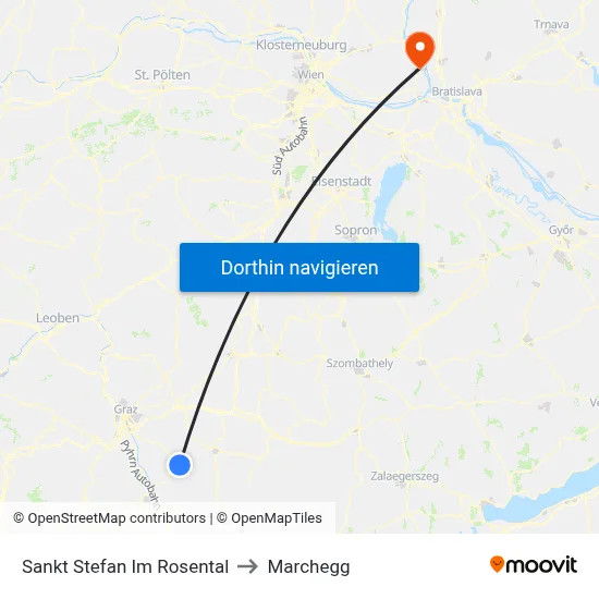 Sankt Stefan Im Rosental to Marchegg map