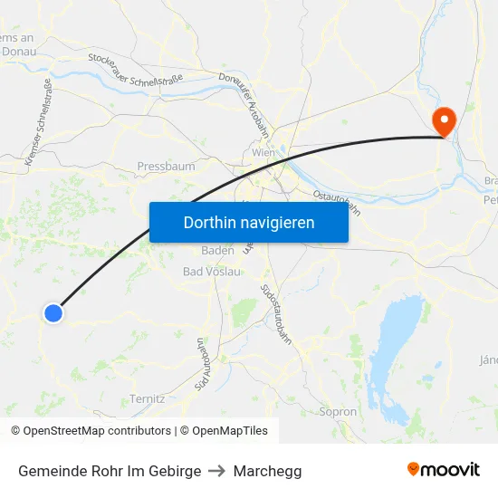 Gemeinde Rohr Im Gebirge to Marchegg map