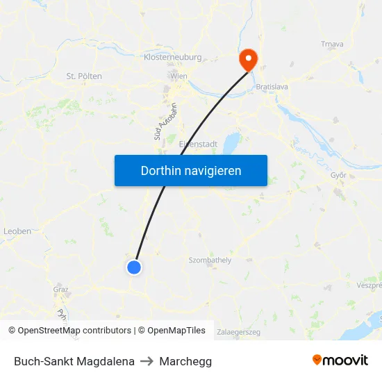 Buch-Sankt Magdalena to Marchegg map