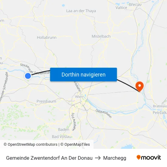 Gemeinde Zwentendorf An Der Donau to Marchegg map