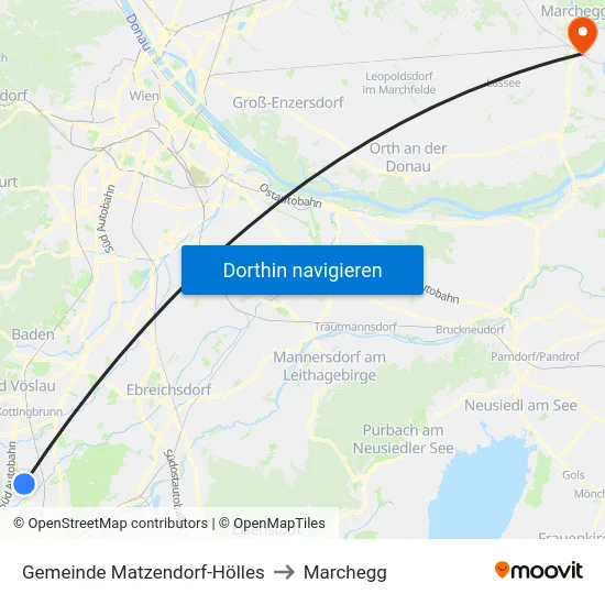 Gemeinde Matzendorf-Hölles to Marchegg map