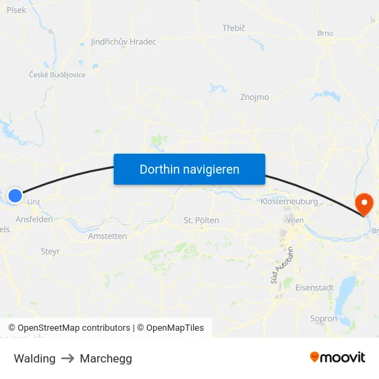 Walding to Marchegg map