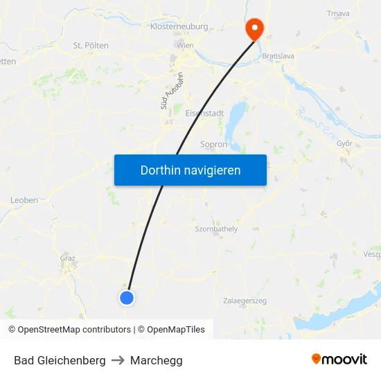 Bad Gleichenberg to Marchegg map