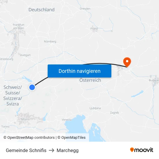Gemeinde Schnifis to Marchegg map
