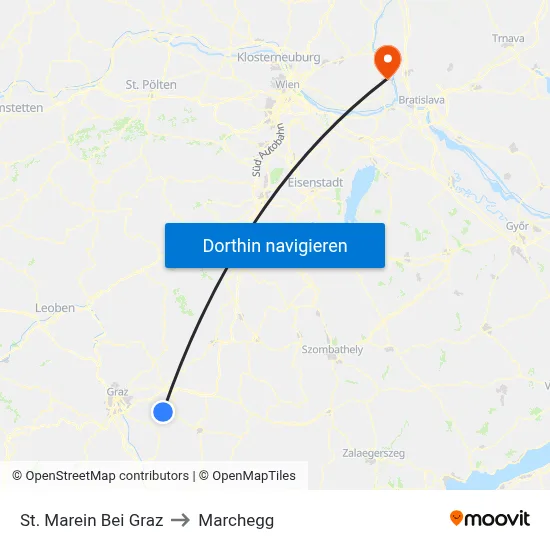 St. Marein Bei Graz to Marchegg map