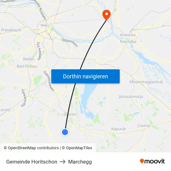 Gemeinde Horitschon to Marchegg map