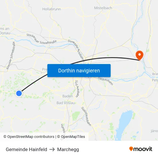 Gemeinde Hainfeld to Marchegg map