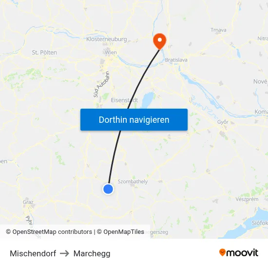 Mischendorf to Marchegg map