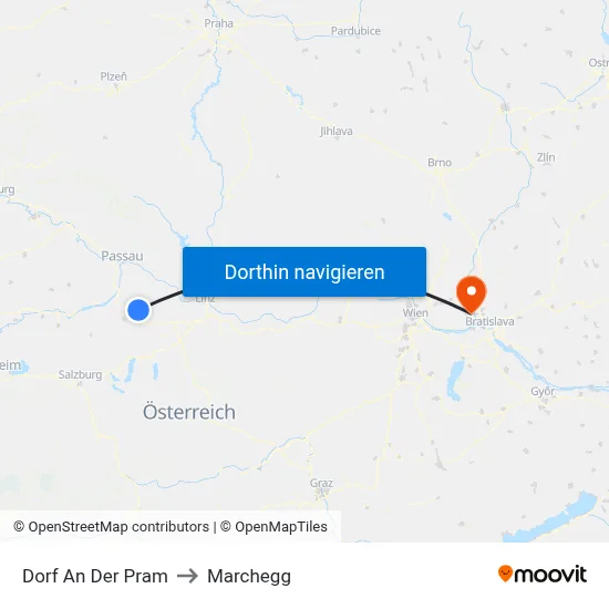 Dorf An Der Pram to Marchegg map