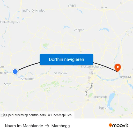 Naarn Im Machlande to Marchegg map