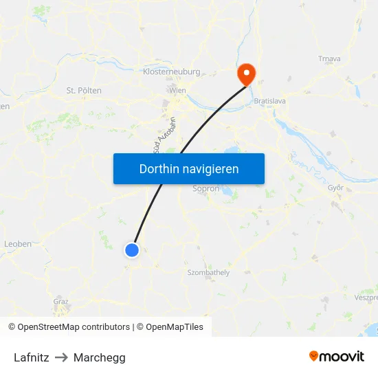 Lafnitz to Marchegg map