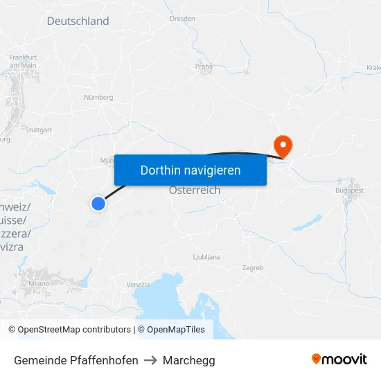Gemeinde Pfaffenhofen to Marchegg map
