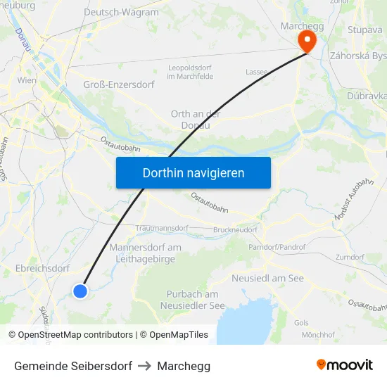 Gemeinde Seibersdorf to Marchegg map