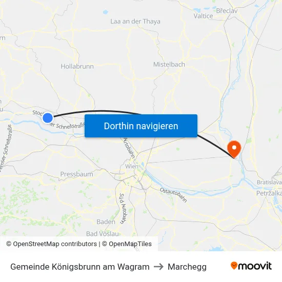 Gemeinde Königsbrunn am Wagram to Marchegg map