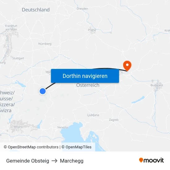 Gemeinde Obsteig to Marchegg map