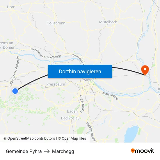 Gemeinde Pyhra to Marchegg map