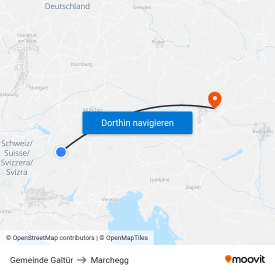 Gemeinde Galtür to Marchegg map