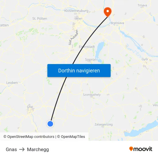 Gnas to Marchegg map