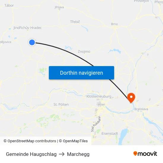 Gemeinde Haugschlag to Marchegg map