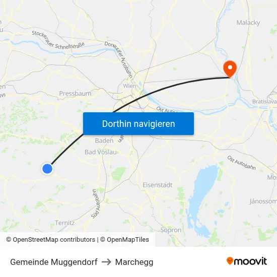 Gemeinde Muggendorf to Marchegg map