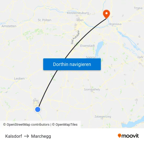 Kalsdorf to Marchegg map