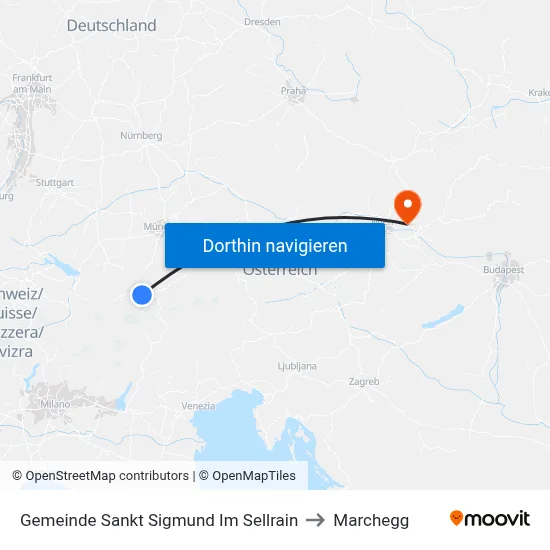 Gemeinde Sankt Sigmund Im Sellrain to Marchegg map